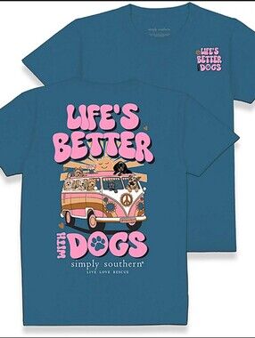 Various Sizes- Simply Southern Women's Better Dogs Short Sleeve T-shirt-NWT